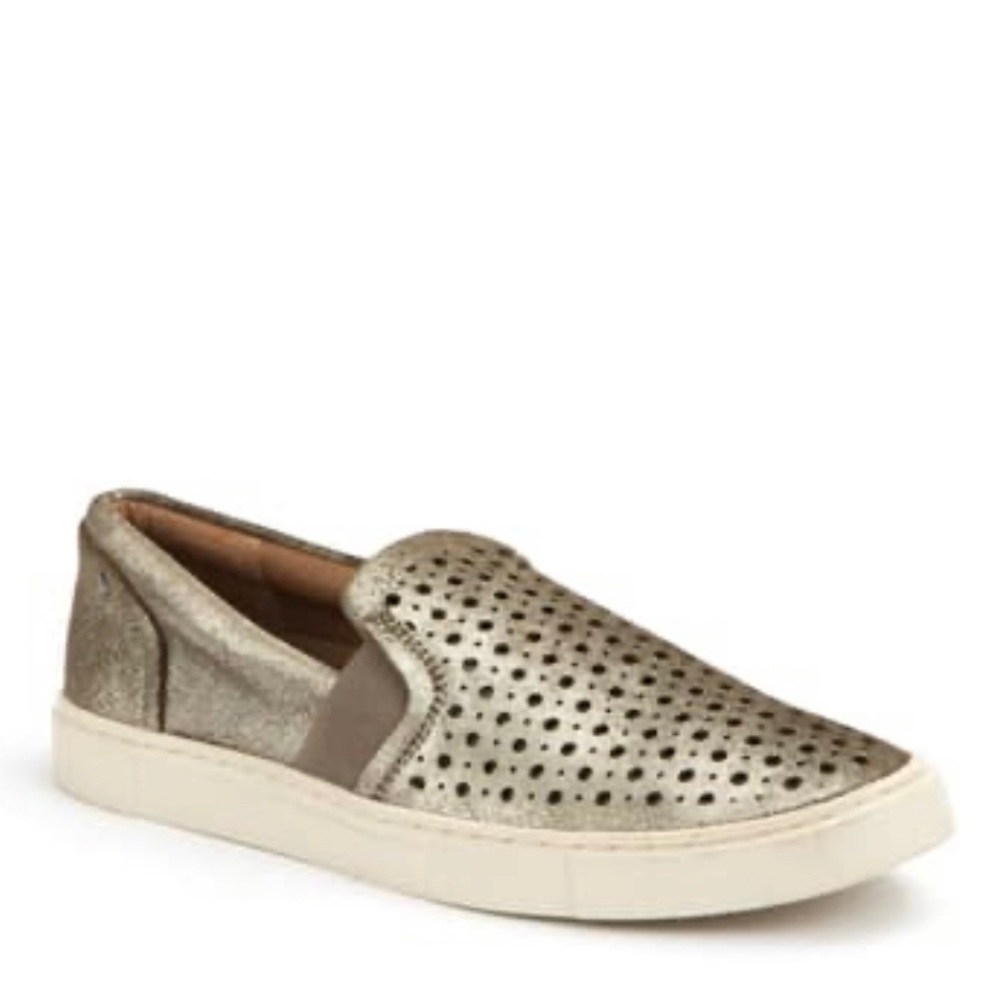 Frye Peggy Metallic Slip On Sneakers Pewter.